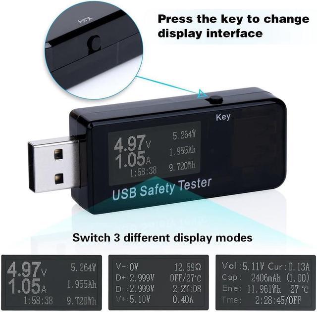 Alt view image 5 of 7 - USB Digital Tester Current Voltage Monitor DC 5.1A 30V Amp Voltage Meter Test Speed of Chargers Cables Capacity of Power Banks Black
