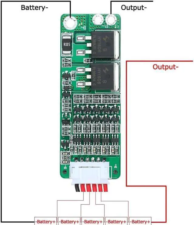 Alt view image 7 of 7 - 5S 15A Li-ion Lithium Battery BMS 18650 Charger Protection Board 18V 21V Circuit Short Current Overcharge Cell Protection Module with Wire