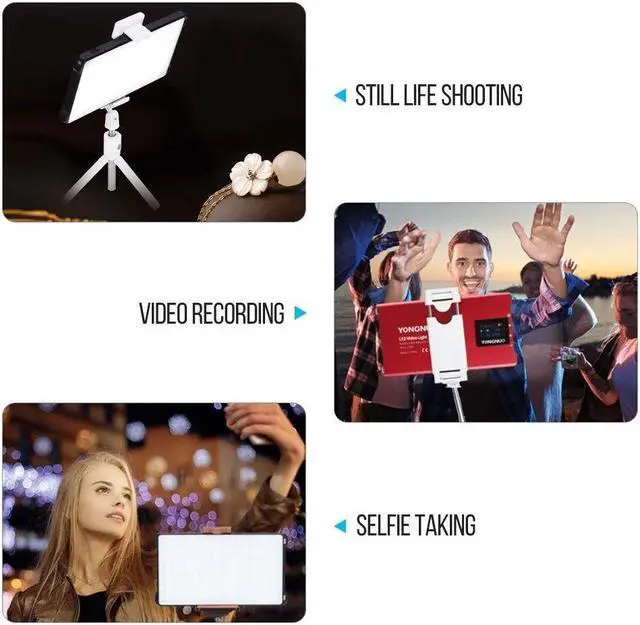 Alt view image 5 of 7 - YONGNUO YN125 Mini LED Fill Light Photography Lamp 120pcs LEDs Dimmable 3200-5600K Built-in Rechargeable Battery for Live Video Group Photos Selfie Taking - Red