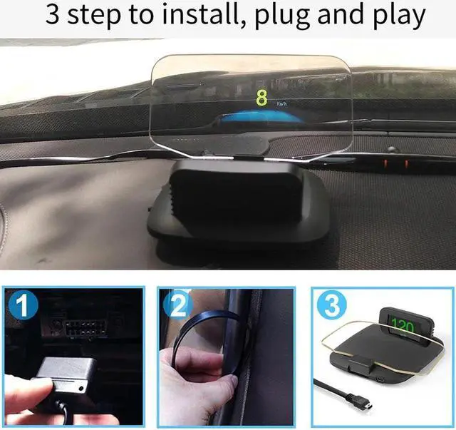 Alt view image 6 of 7 - Car HUD Vehicle-mounted Head Up Display System GPS Dual Mode HD OBD? Overspeed Warning Fault Alarming System