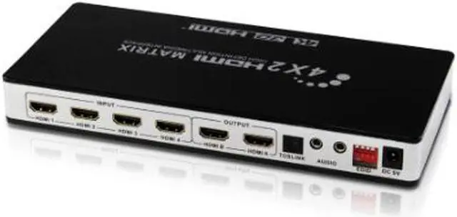 Alt view image 2 of 7 - Full HD 4K 1080P HDMI Matrix 4x2 Switch Splitter EDID HIFI Matrix with IR Remote Control Audio Supports HDMI V1.4/3D/4Kx2K 30Hz