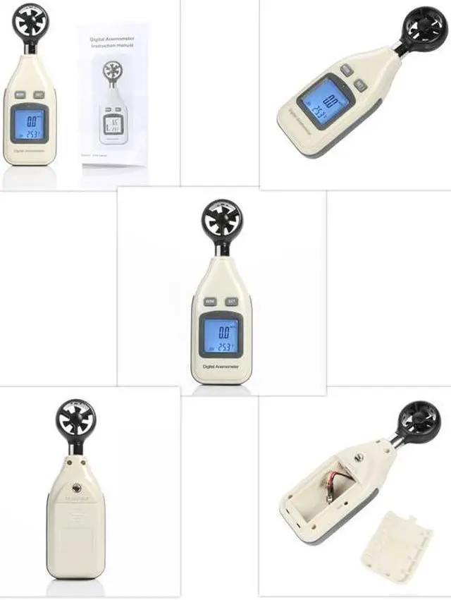 Alt view image 3 of 3 - GM816A Portable Anemometer Anemometro Thermometer Wind Speed Gauge Meter Windmeter 30m/s LCD Digital Hand-held Measure Tool