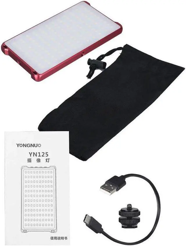 Alt view image 4 of 7 - YONGNUO YN125 Mini LED Fill Light Photography Lamp 120pcs LEDs Dimmable 3200-5600K Built-in Rechargeable Battery for Live Video Group Photos Selfie Taking - Red