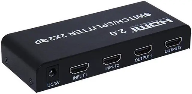 Alt view image 5 of 7 - 2x2 HDMI 2.0 Switch Switcher Splitter 4K @ 60Hz YUV 4:4:4 Optical SPDIF + 3.5mm Jack Audio Extractor with IR Remote Control