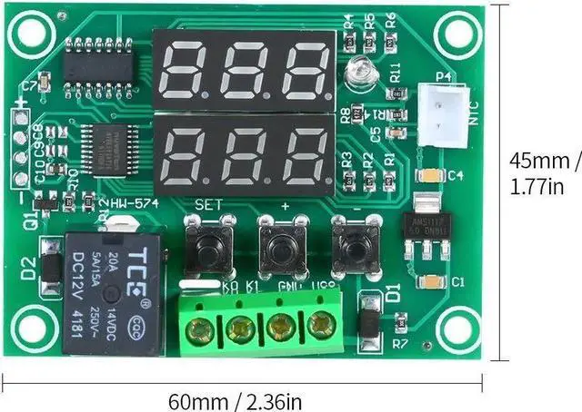 Alt view image 5 of 7 - XH-W1219 Digital Temperature Controller Dual Digital Thermostat Thermometer Heating & Cooling Control Module Dual Digital Temperature Control Module PCB Board