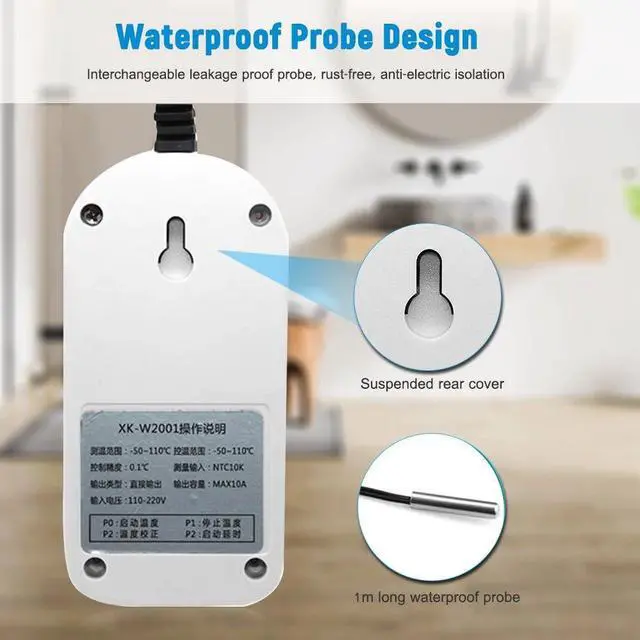 Alt view image 4 of 7 - LED Thermometer Temperature Controller Digital Thermostat Switch With Probe for Reptiles Brewing Seedling Aquarium pet breeding Incubation 110-220V 1500W