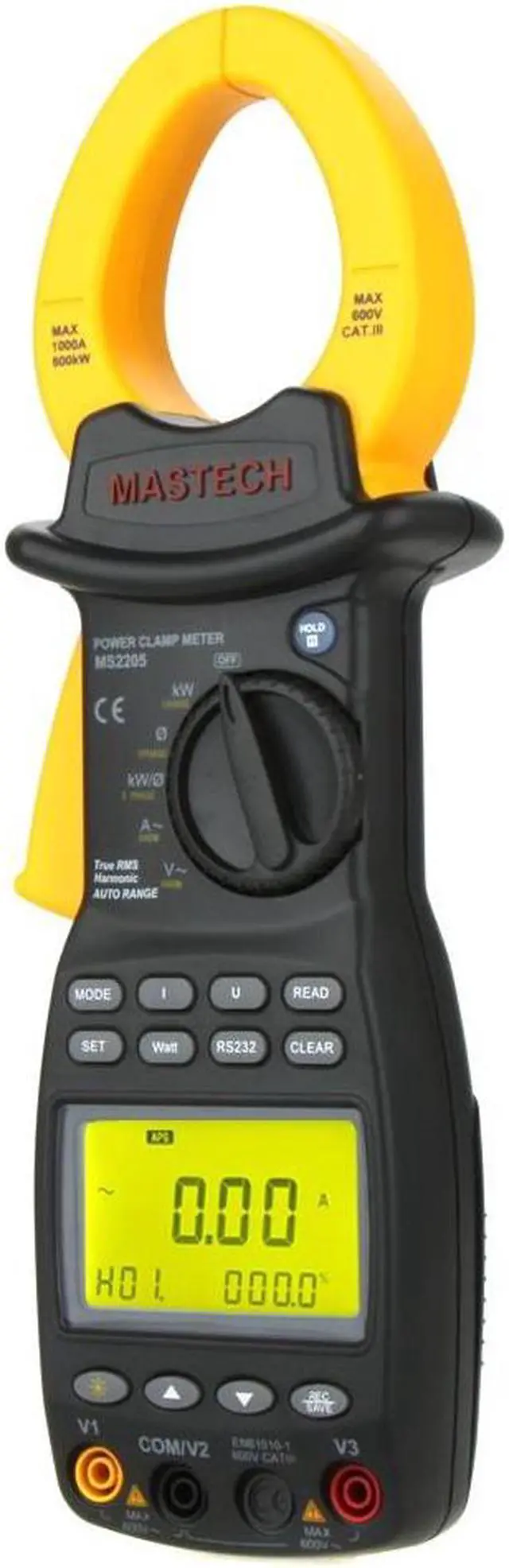 Main image of Mastech MS2205 Three Phase Digital Power Clamp Meter Harmonic tester with 6000 Counts Support RS232 Interface