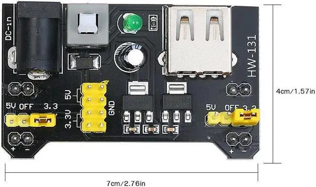 Alt view image 5 of 7 - Mini Power Supply Module HW-131 Breadboard Power Module 3.3V/5V Power Supply Module for Arduino MB102 Breadboard