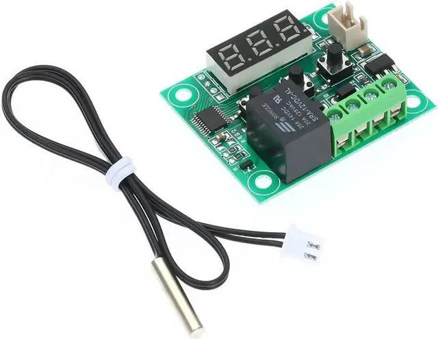 Alt view image 6 of 7 - XH-W1209 Digital Thermostat High Precision Temperature Controller Heating/Cooling Thermostat Temperature Control Switch Module Mini Temperature Control Board with Red LED Display