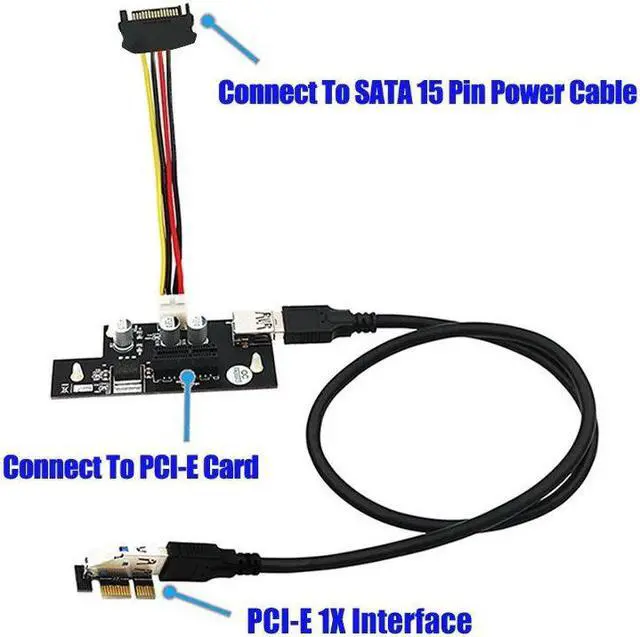 Alt view image 4 of 7 - PCI Express Extension Cord PCI-E 1X to 1x/4x/8x/16x Extension Card Adapter Card