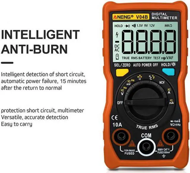 Alt view image 2 of 7 - ANENG V04B True Rms Digital Multimeter Tester Esr Meter Multimeter Auto Power Off Peak Automatic Multimetro Meter - Orange