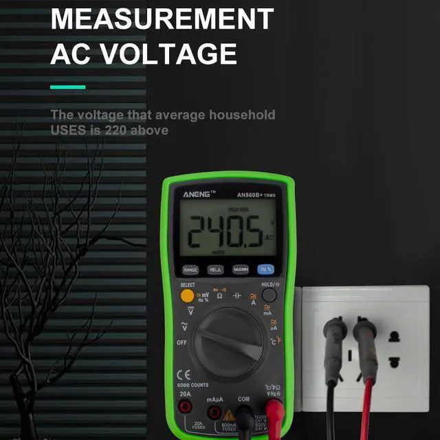 Alt view image 4 of 5 - ANENG AN860B+ Tester Digital Multimeter Profesional 6000 Counts Detector Tester Peak Multimetro Meter Analogico Esr Lcr Meter - Green