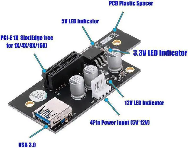 Alt view image 2 of 7 - PCI Express Extension Cord PCI-E 1X to 1x/4x/8x/16x Extension Card Adapter Card