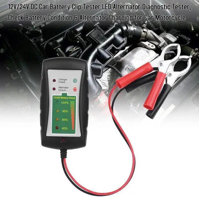 Alt view image 5 of 7 - 12V/24V DC Car Battery Clip Tester LED Alternator Diagnostic Tester Check Battery Condition & Alternator Charging for Car Motorcycle