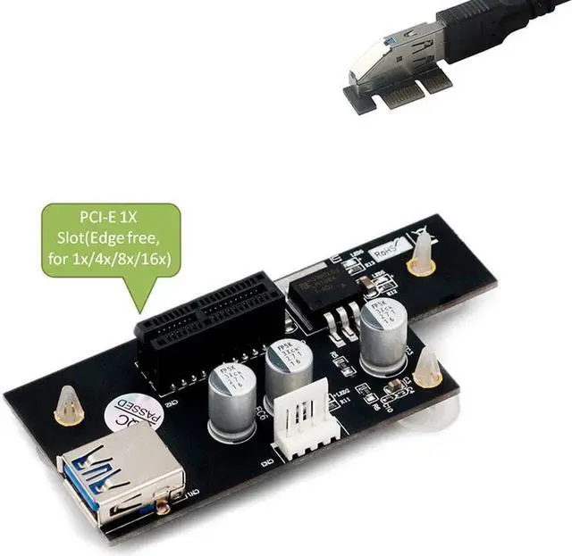 Alt view image 5 of 7 - PCI Express Extension Cord PCI-E 1X to 1x/4x/8x/16x Extension Card Adapter Card