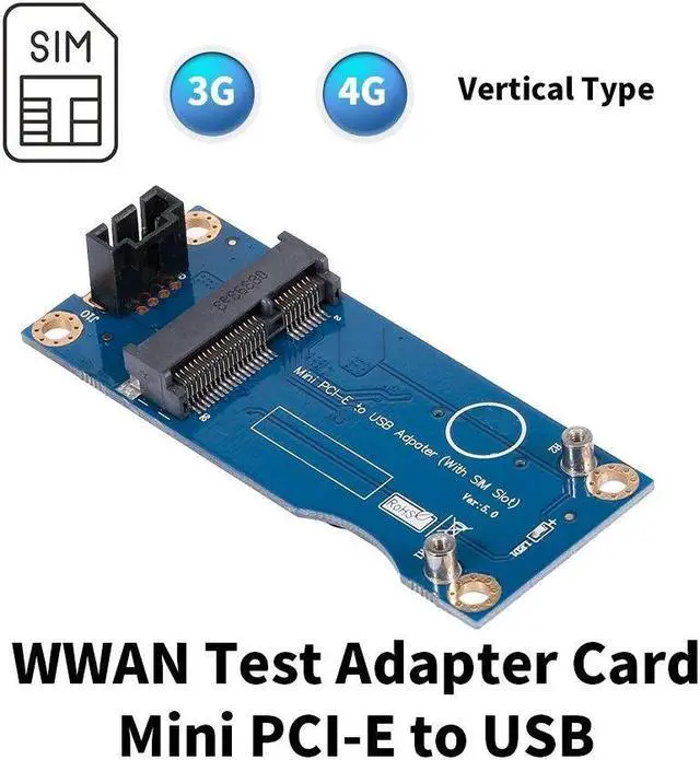 Alt view image 5 of 6 - Mini PCI-E to USB Adapter Card with SIM Slot WWAN Test Converter Adapter Card 3G/4G Module Vertical Type