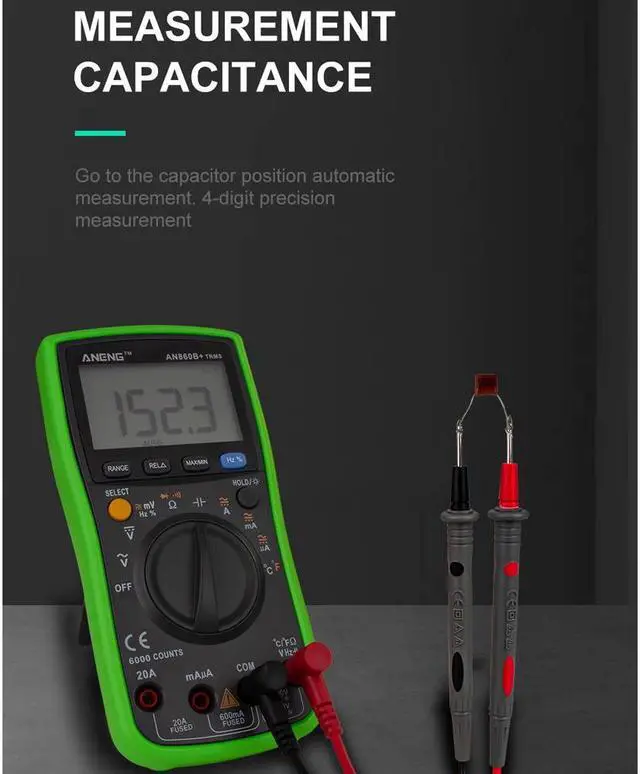 Alt view image 3 of 5 - ANENG AN860B+ Tester Digital Multimeter Profesional 6000 Counts Detector Tester Peak Multimetro Meter Analogico Esr Lcr Meter - Green