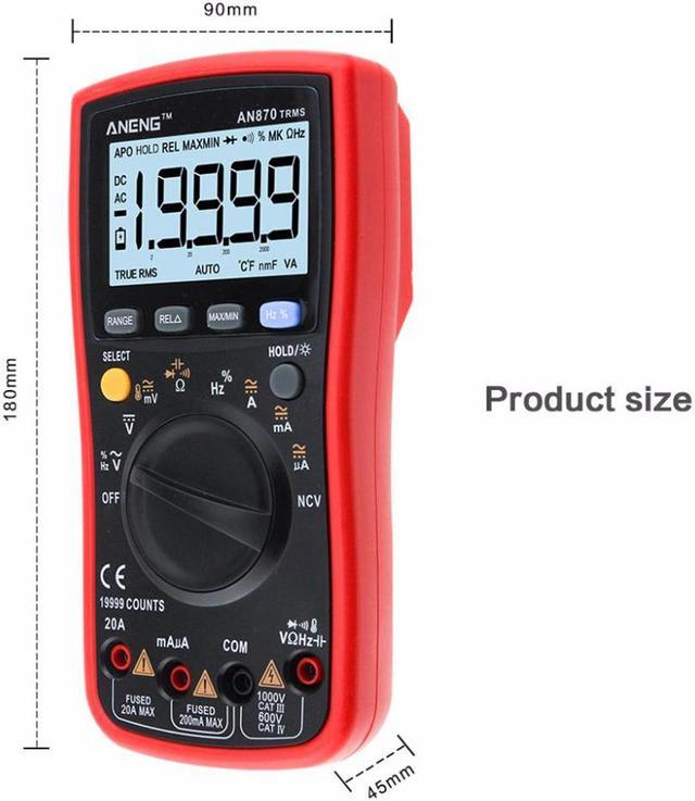 Alt view image 2 of 7 - ANENG AN870 Digital Multimeter 19999 Counts True Rms Multimeter Transistor Tester Voltimetro Profesional Capacitance Meter - Red