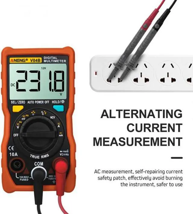 Alt view image 3 of 7 - ANENG V04B True Rms Digital Multimeter Tester Esr Meter Multimeter Auto Power Off Peak Automatic Multimetro Meter - Orange
