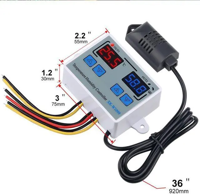 Alt view image 6 of 7 - Dual Digital Temperature Humidity Controller Home Fridge Thermostat Humidistat Thermometer Hygrometer XK-W1099 - DC24V
