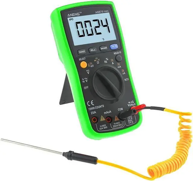 Alt view image 7 of 7 - ANENG AN870 Digital Multimeter 19999 Counts Profissional Transistor Electrical Tester 600v Multi Volt Esr Meter Lead Set