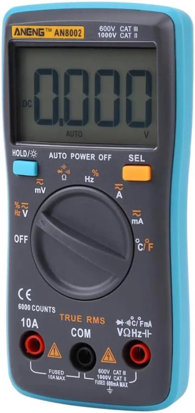 Alt view image 6 of 7 - ANENG AN8002 Digital Multimeter 6000 Counts Multimetro Multitester Digital Profesional Transistor Capacitor Tester Lcr Esr Meter - Blue