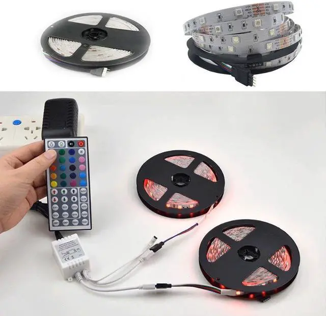 Alt view image 4 of 6 - 5M 5050 RGB LED Soft Light Strip Ribbon Tape Lamp Remote Wireless Controller Lights Strips Kit