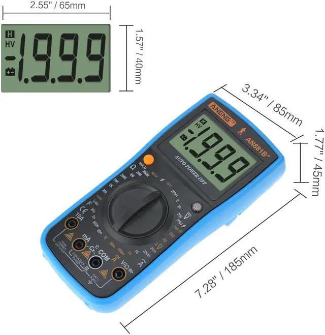 Alt view image 3 of 4 - ANENG AN881B+ True Rms Digital Multimeter Tester Transistor Testers Manual High Precision Digitals Multimeter Tester Ac Dc Multimeter - Blue