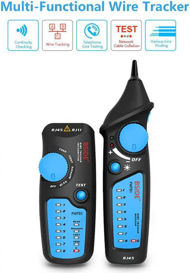Alt view image 2 of 6 - BSIDE FWT81 Cable Tracker RJ45 RJ11 Telephone Wire Network LAN TV Electric Line Finder Tester With AVD06 Dual Mode Non-contact Voltage Detector AC 12-1000V Auto/Manual NCV Tester Live Wire Check Sensi