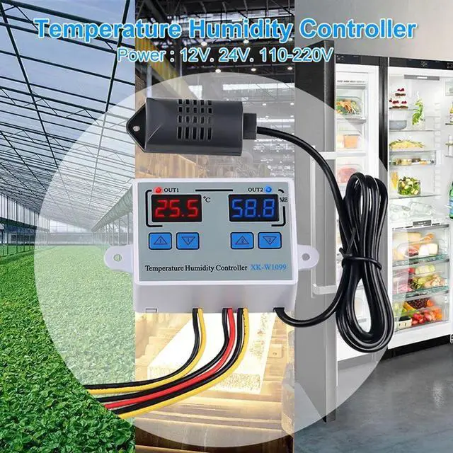Alt view image 5 of 7 - Dual Digital Temperature Humidity Controller Home Fridge Thermostat Humidistat Thermometer Hygrometer XK-W1099 - DC24V