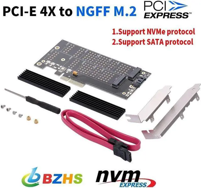 Alt view image 6 of 6 - NVMe Protocol Adapter Card PCI-E X4 Port to M.2(PCI-E) SSD Converter SATA Port to M.2(SATA) SSD Adapter Card