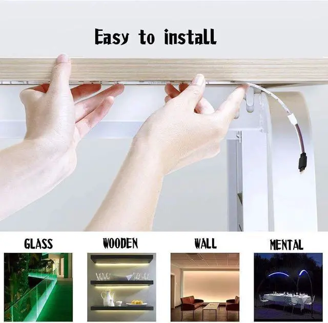 Alt view image 3 of 6 - 5M 5050 RGB LED Soft Light Strip Ribbon Tape Lamp Remote Wireless Controller Lights Strips Kit