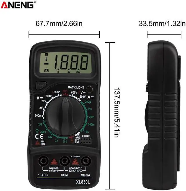 Alt view image 2 of 7 - ANENG XL830L Digital Multimeter Esr Meter Testers Automotive Electrical Dmm Transistor Peak Tester Meter    Capacitance Meter