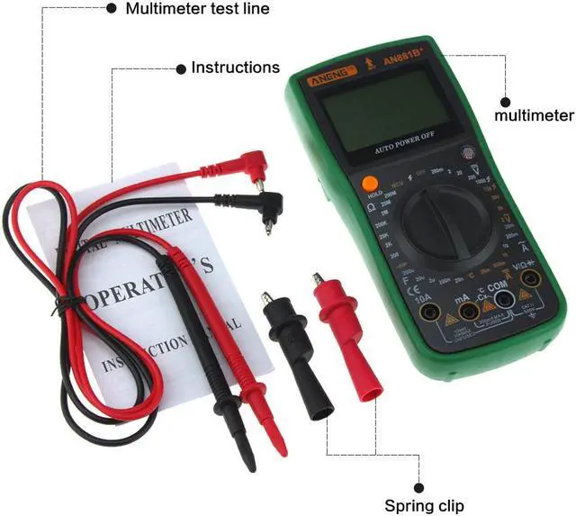 Alt view image 3 of 5 - ANENG AN881B+ True Rms Digital Multimeter Tester Transistor Testers Manual High Precision Digitals Multimeter Tester Ac Dc Multimeter - Green