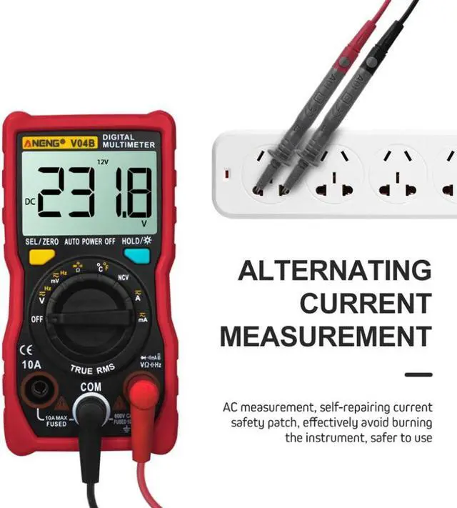 Alt view image 4 of 7 - ANENG V04B True Rms Digital Multimeter Tester Esr Meter Multimeter Auto Power Off Peak Automatic Multimetro Meter - Red