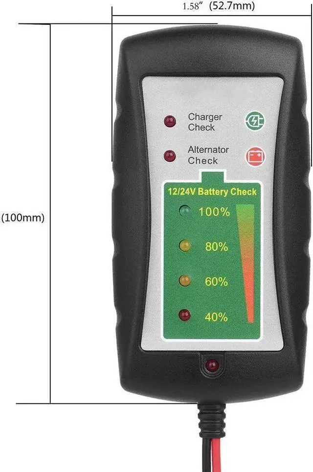 Alt view image 2 of 7 - 12V/24V DC Car Battery Clip Tester LED Alternator Diagnostic Tester Check Battery Condition & Alternator Charging for Car Motorcycle