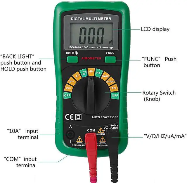 Alt view image 5 of 7 - 3.5 inch LCD Display Digital Multimeter Temperature Capacitance Frequency Test Auto Power Off Low Voltage Indication Backlight