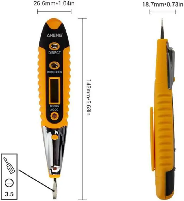 Alt view image 3 of 6 - ANENG VD700 Quality Digital Display Test Pen 143mm X 26mm X 18.7mm Voltage Meters Electrical Instruments - Yellow