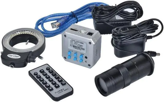 Main image of 16MP 1080P HDMI USB Output Industrial Microscope Camera & 100X C-mount Lens & 144 Led Light for Industry PCB Lab Microscopes
