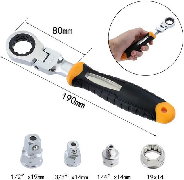 Alt view image 3 of 5 - 1/4 3/8 1/2 Inch 5pcs Ratchet Wrench Adjustable Sleeve Adapter Wrench Spanner Auto Repair Tools Set Hand Tools