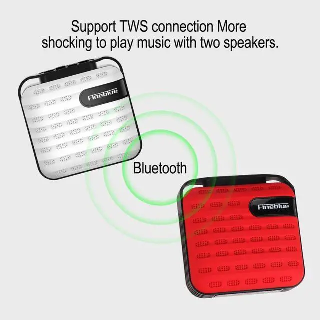 Alt view image 5 of 7 - Fineblue MK-16 Metal Bass Bluetooth wireless Hifi speaker portable Wireless receiver support TWS TF Handsfree call Subwoofer (Red)