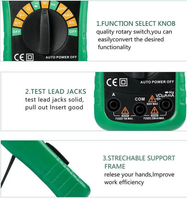 Alt view image 3 of 7 - 3.5 inch LCD Display Digital Multimeter Temperature Capacitance Frequency Test Auto Power Off Low Voltage Indication Backlight