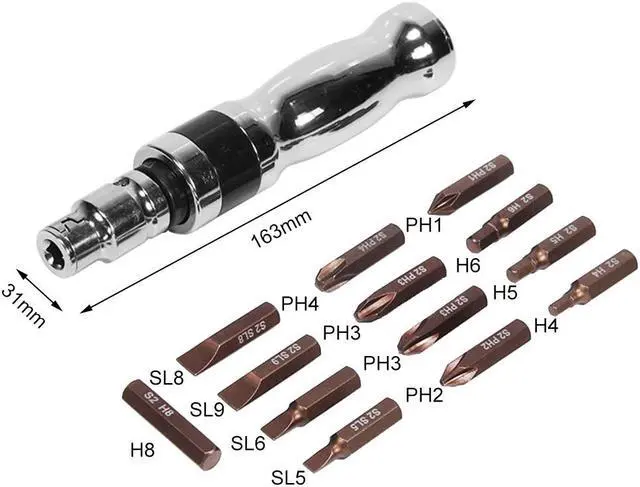 Alt view image 3 of 4 - 14pcs Screwdriver Bits Broken Screw Extractor Industrial Grade Impact Batch Sleeve Multi-Functional Percussion Screwdriver Tools - Silver