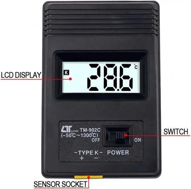 Alt view image 2 of 7 - TM-902C (-50C to 1300C) Temperature Meter TM902C Digital K Type Thermometer Sensor+Thermocouple Probe Detector