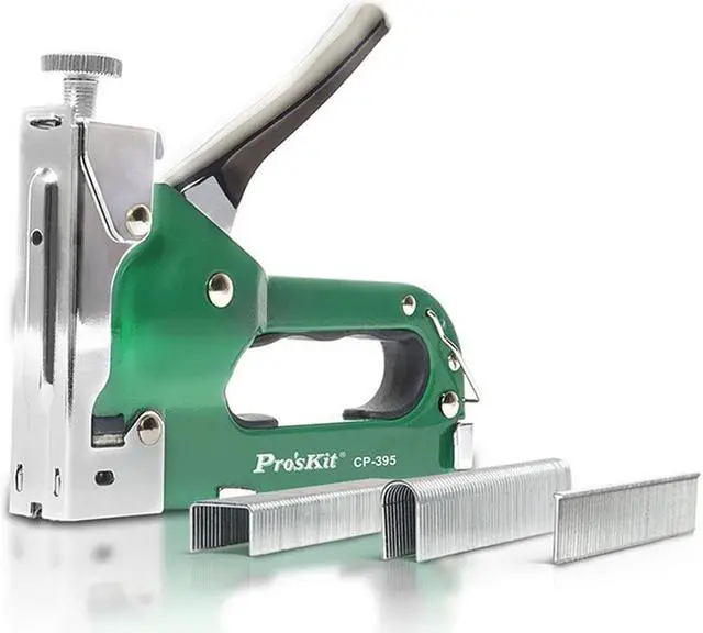 Main image of Pro'sKit CP-395 Heavy Duty Nail Staple Gun 3 in 1 Furniture Stapler For Wood Door Upholstery Framing Rivet Gun Kit Nailers Rivet