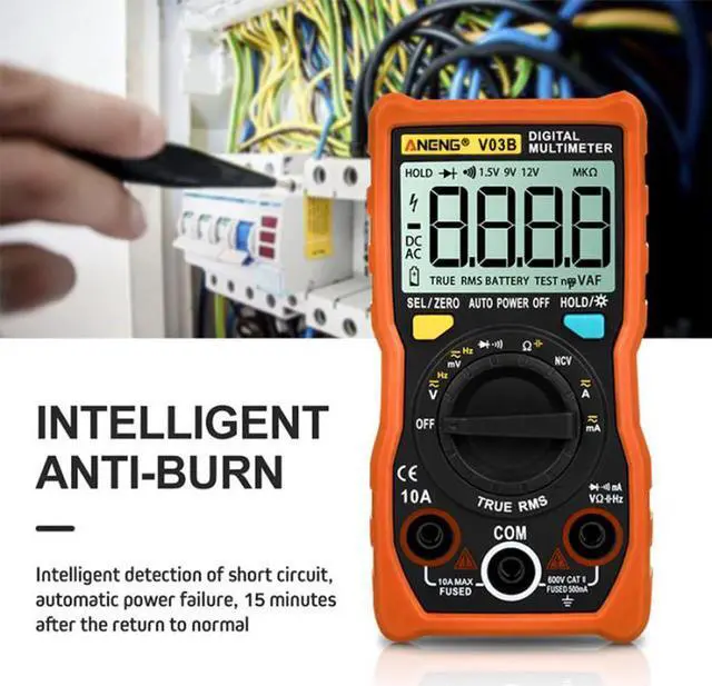 Alt view image 6 of 7 - ANENG V03B LCD Analog Digital Multimeter Tester 4000 Counts Multimetro Esr Meter Multimeter Auto Power Off Peak Auto Meter - Orange