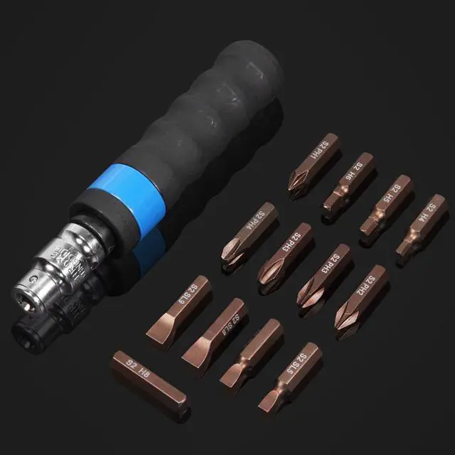 Alt view image 2 of 4 - 14pcs Screwdriver Bits Broken Screw Extractor Industrial Grade Impact Batch Sleeve Multi-Functional Percussion Screwdriver Tools - Black & Blue