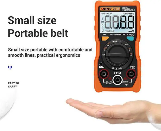 Alt view image 7 of 7 - ANENG V01B 4000 Counts Digital Multimeter Comprobador Automotive Electrical Dmm Transistor Tester Capacitance Meter Test Point - Orange