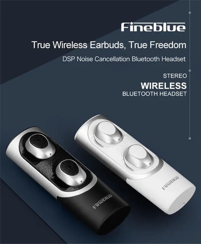 Alt view image 6 of 7 - Split Separate Design Fineblue RWS-X8 BT 5.0 Wireless Business Stereo Wireless Sport Earbuds Headset For Phone iPhone (White)