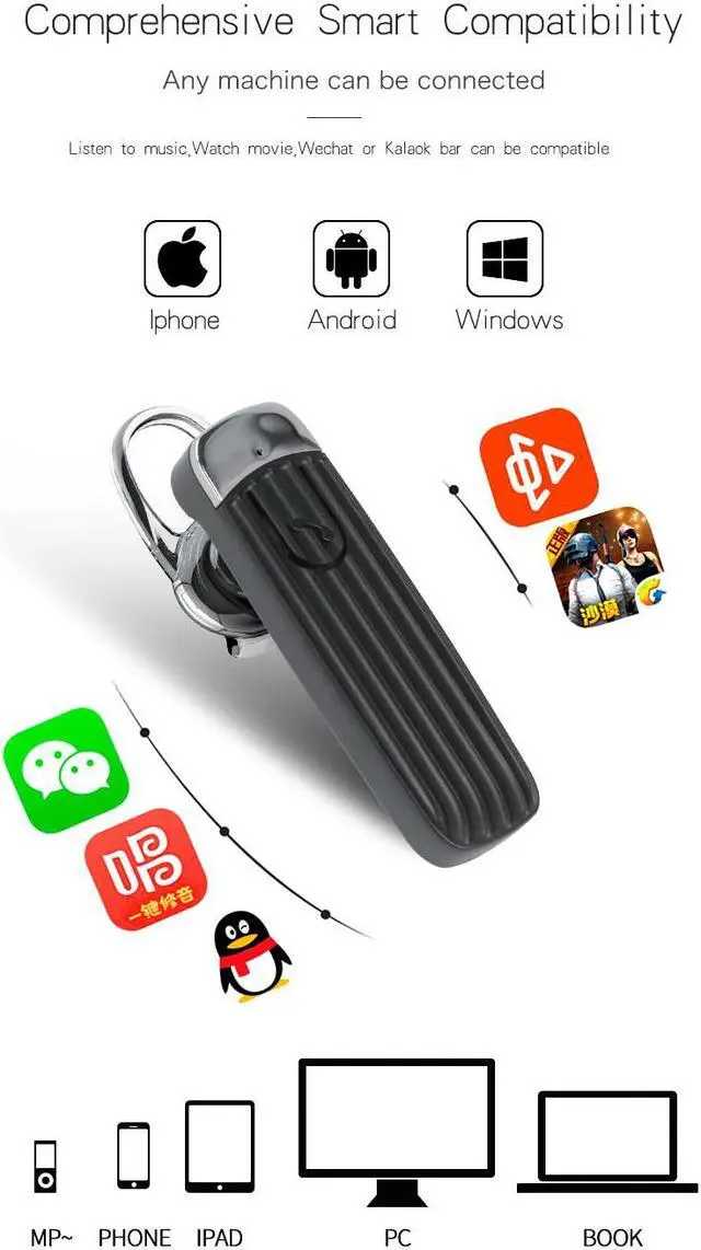 Alt view image 7 of 7 - Fineblue F516 Mini wireless headphones bluetooth business earphone hands free with mic Portable type sport stereo earbuds (Black)